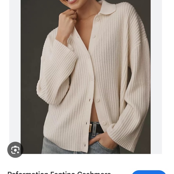 Reformation Fantino Rib-Knit Cashmere Cardigan - Picture 4 of 7